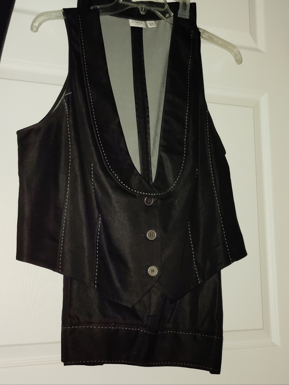 VTG Black Denim Look Vest & Capri Pants Set 18W/20W